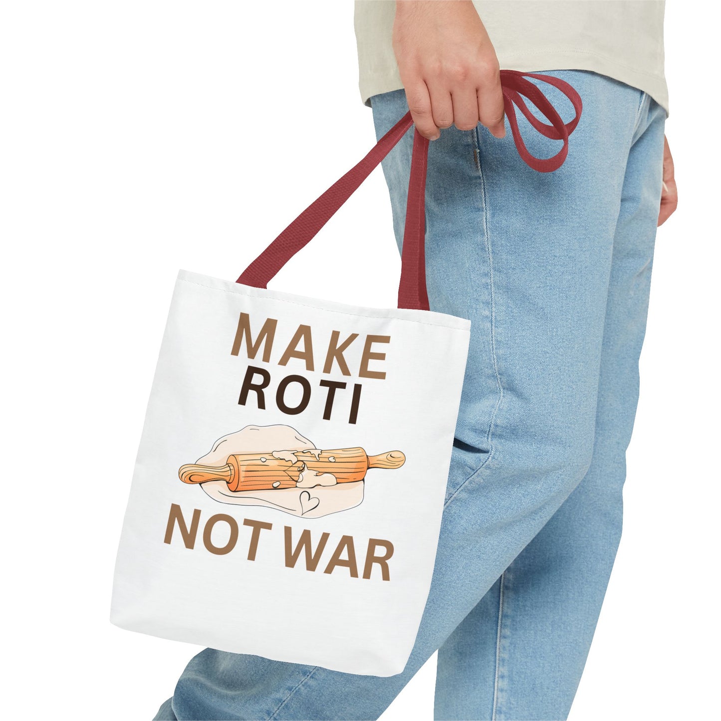 Make Roti Not War Tote Bag - Fun Cooking Grocery Bag, Unique Gift for Food Lovers - Little Story Co.