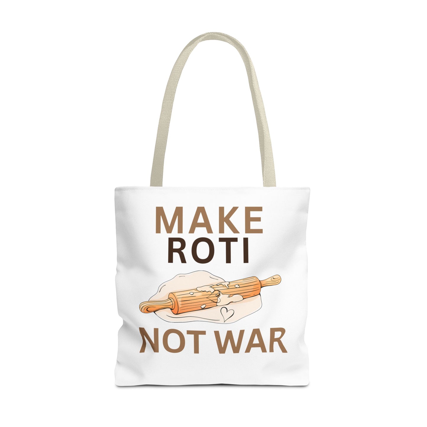 Make Roti Not War Tote Bag - Fun Cooking Grocery Bag, Unique Gift for Food Lovers - Little Story Co.