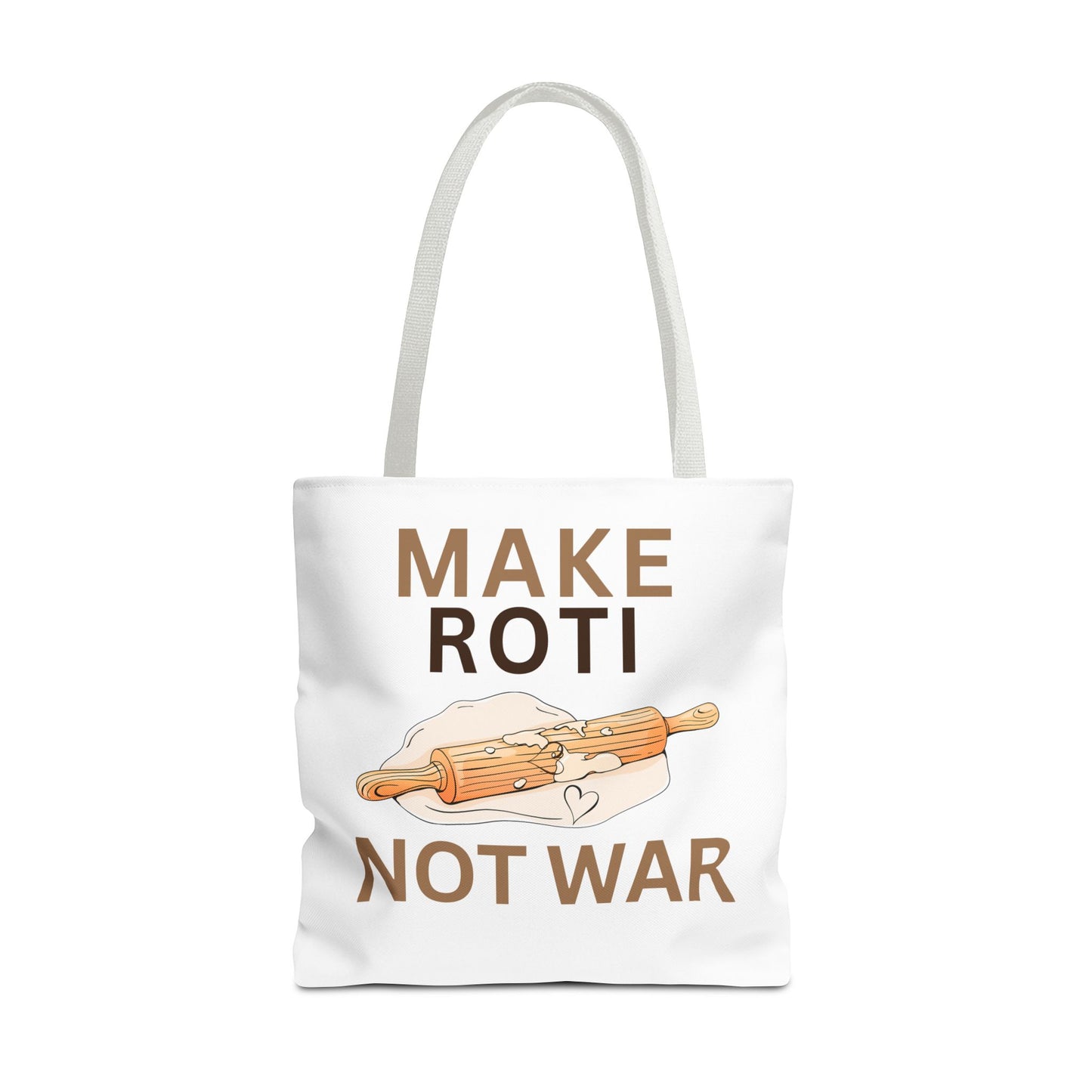 Make Roti Not War Tote Bag - Fun Cooking Grocery Bag, Unique Gift for Food Lovers - Little Story Co.