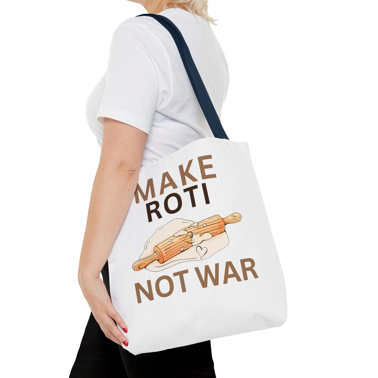 Make Roti Not War Tote Bag - Fun Cooking Grocery Bag, Unique Gift for Food Lovers - Little Story Co.