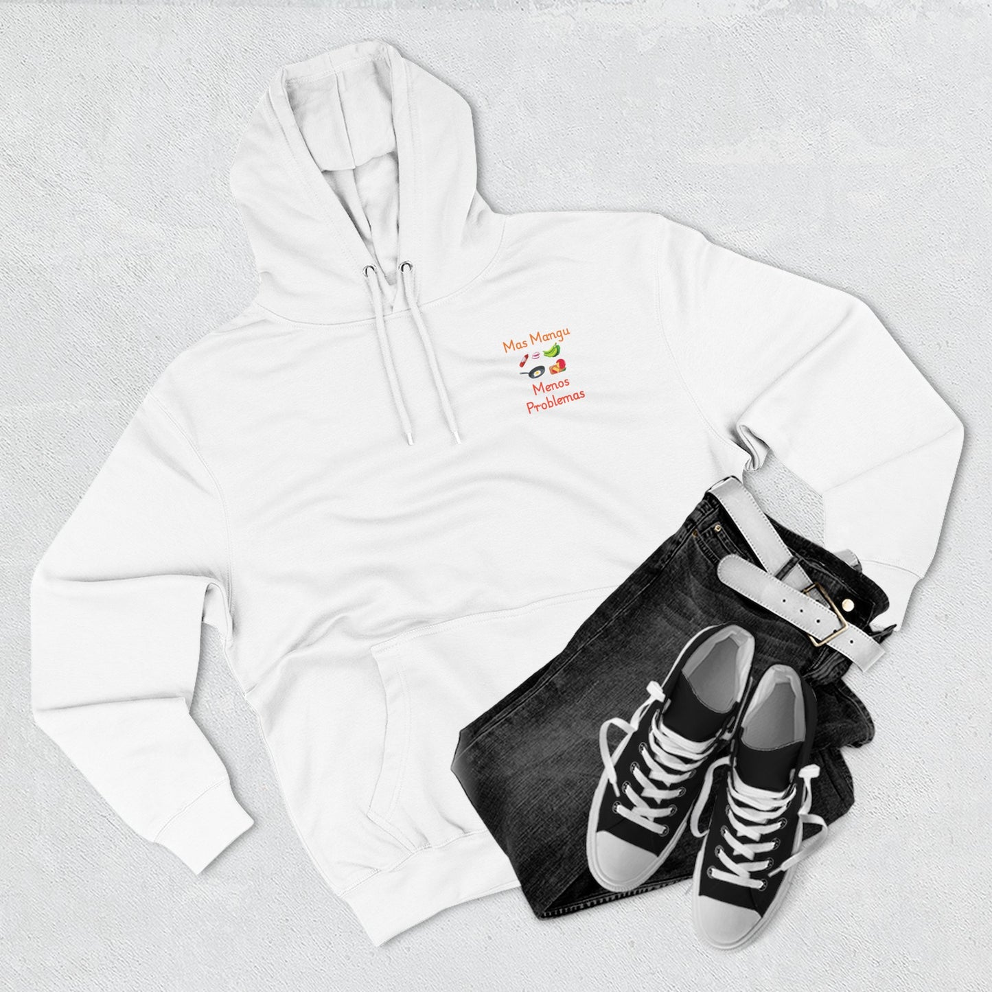 'Mas Mangú Menos Problemas', Funny Dominican Tropical Fleece Hoodie - Little Story Co.