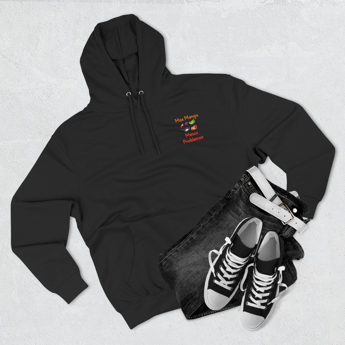 'Mas Mangú Menos Problemas', Funny Dominican Tropical Fleece Hoodie - Little Story Co.