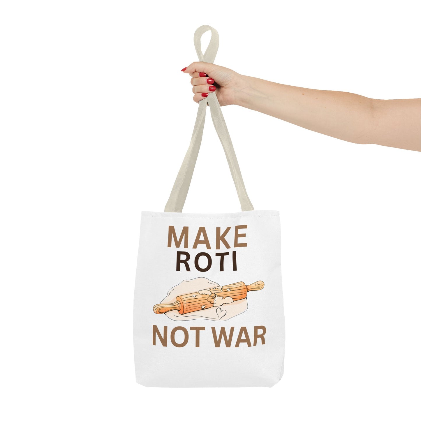 Make Roti Not War Tote Bag - Fun Cooking Grocery Bag, Unique Gift for Food Lovers - Little Story Co.