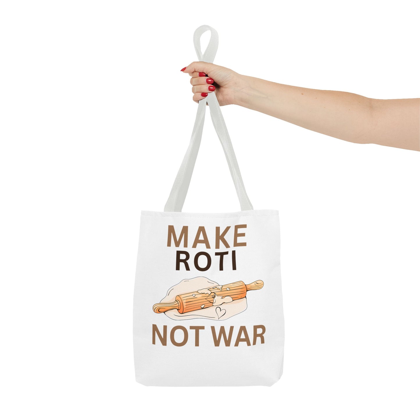 Make Roti Not War Tote Bag - Fun Cooking Grocery Bag, Unique Gift for Food Lovers - Little Story Co.