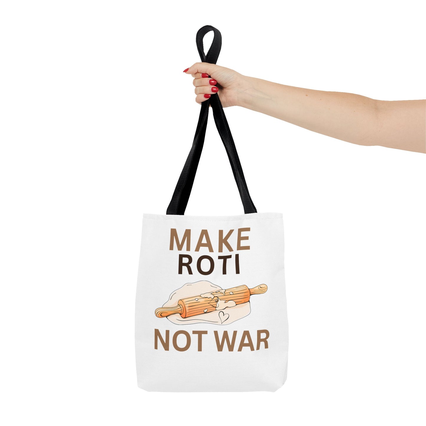 Make Roti Not War Tote Bag - Fun Cooking Grocery Bag, Unique Gift for Food Lovers - Little Story Co.