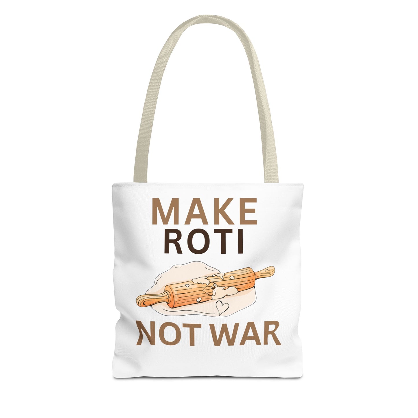 Make Roti Not War Tote Bag - Fun Cooking Grocery Bag, Unique Gift for Food Lovers - Little Story Co.