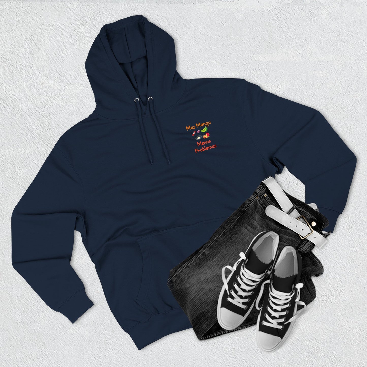 'Mas Mangú Menos Problemas', Funny Dominican Tropical Fleece Hoodie - Little Story Co.