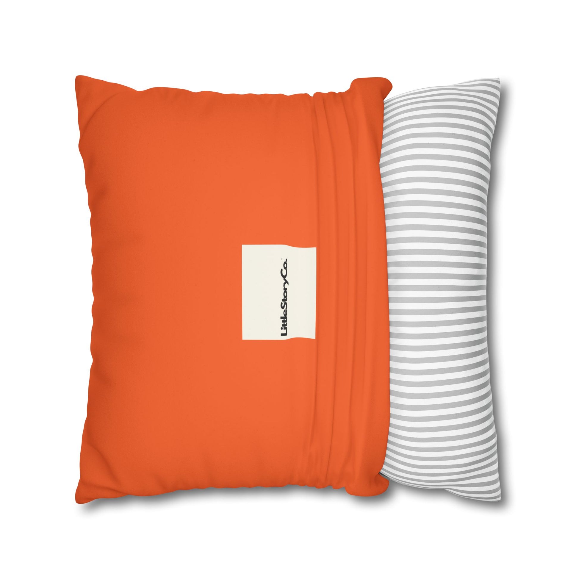 Make Mango Not War Faux Suede Pillowcase - Bright Orange Decorative Cushion for Fun Home Décor - Little Story Co.