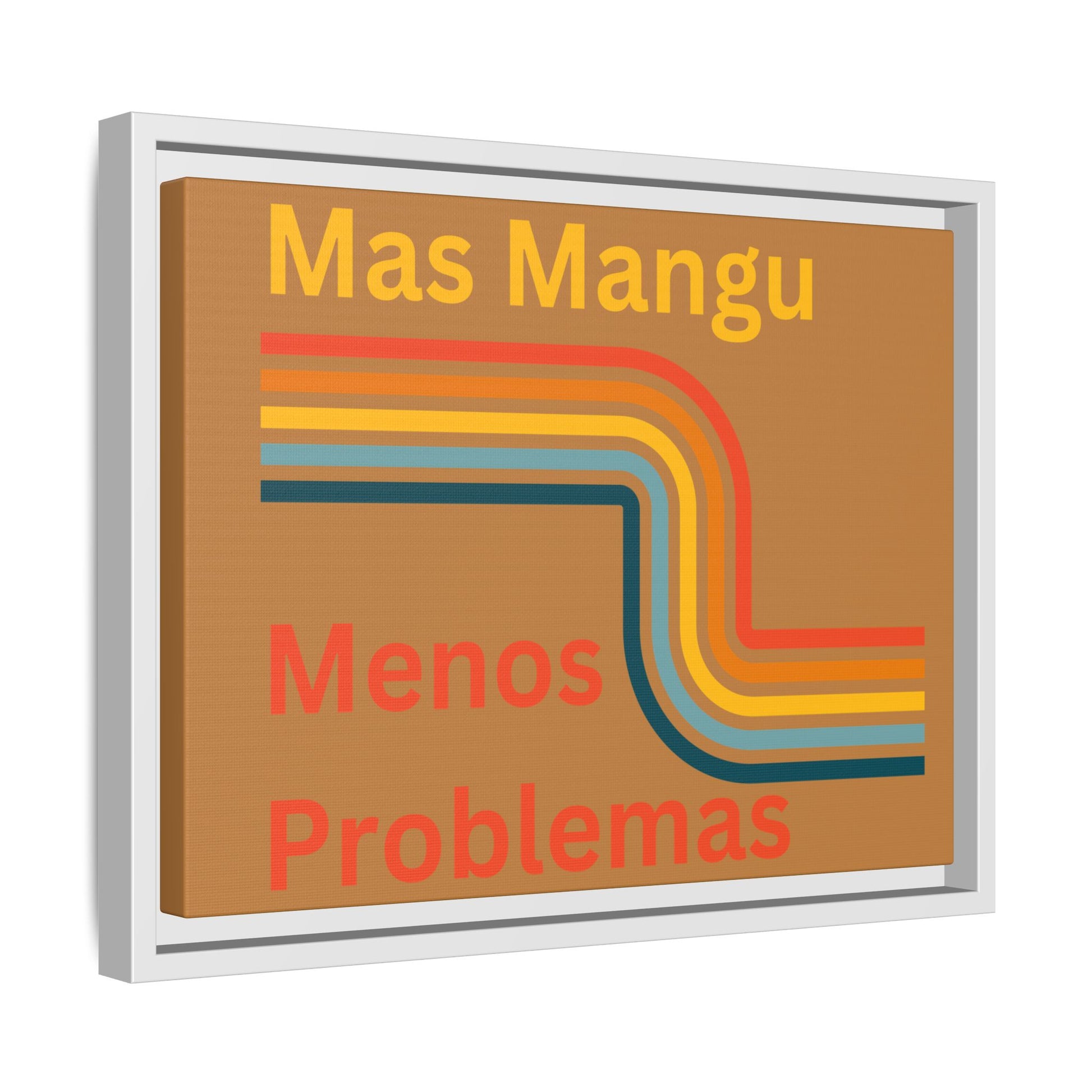 Colorful Framed Canvas Art - 'Mas Mangu Menos Problemas' - Little Story Co.