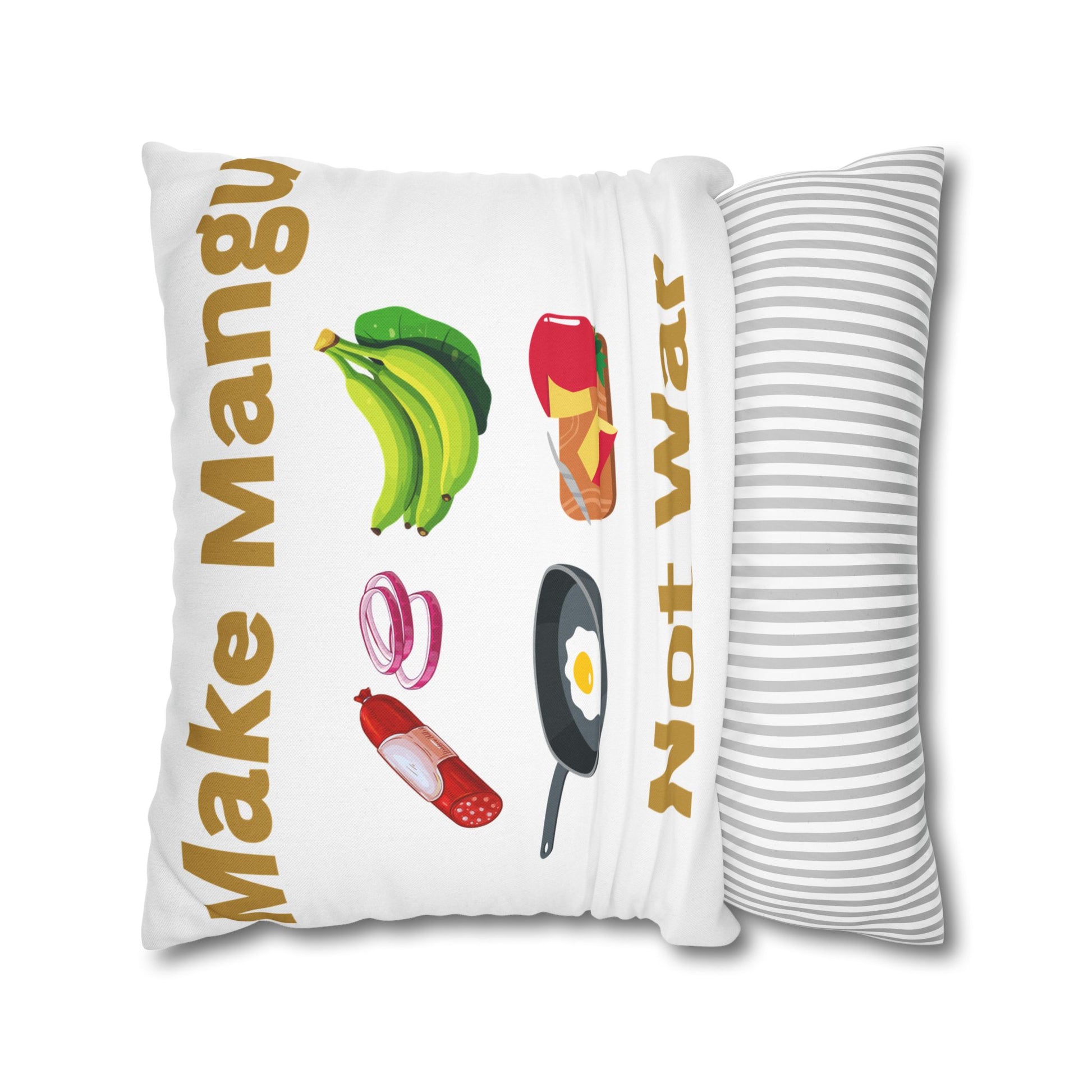 Make Mango Not War - Fun Spun Polyester Square Pillowcase for a Cheerful Home Decor - Little Story Co.