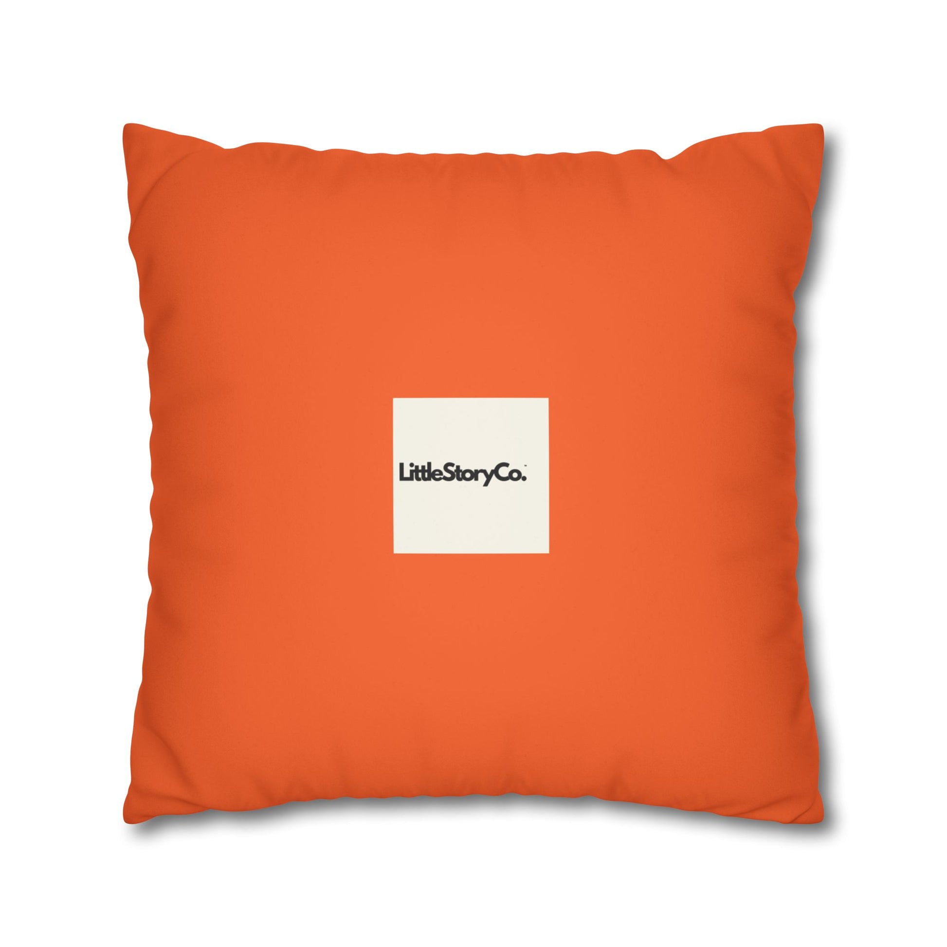 Make Mango Not War Faux Suede Pillowcase - Bright Orange Decorative Cushion for Fun Home Décor - Little Story Co.