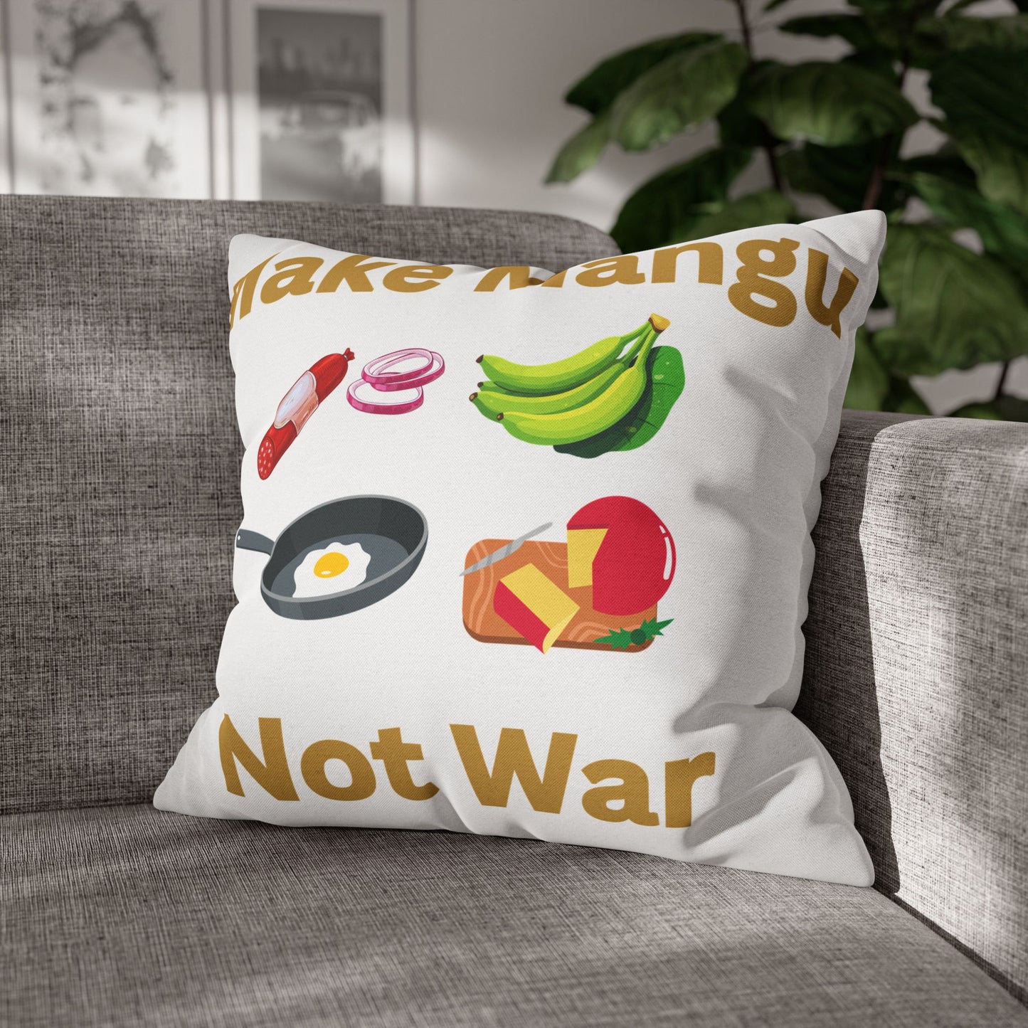 Make Mango Not War - Fun Spun Polyester Square Pillowcase for a Cheerful Home Decor - Little Story Co.