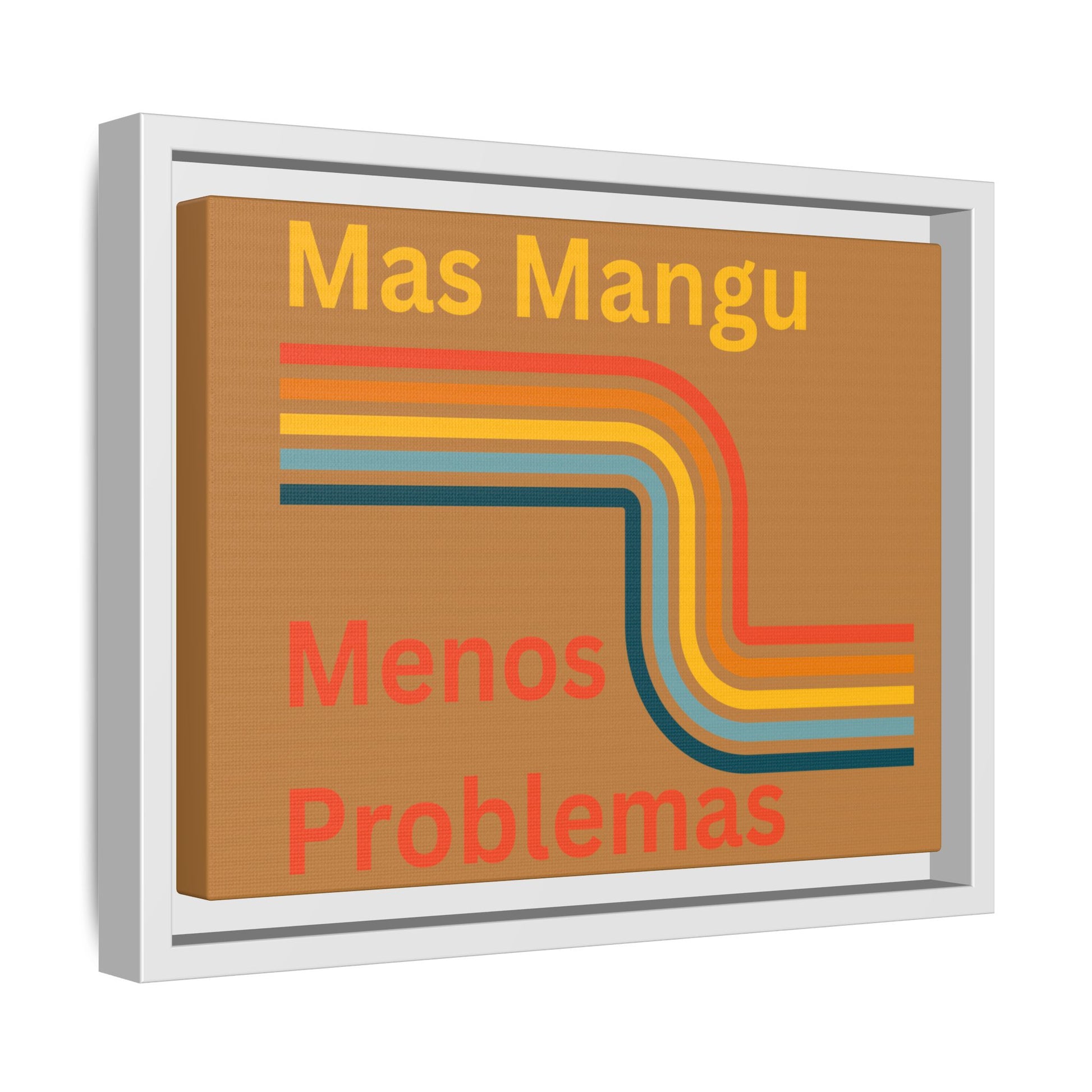 Colorful Framed Canvas Art - 'Mas Mangu Menos Problemas' - Little Story Co.