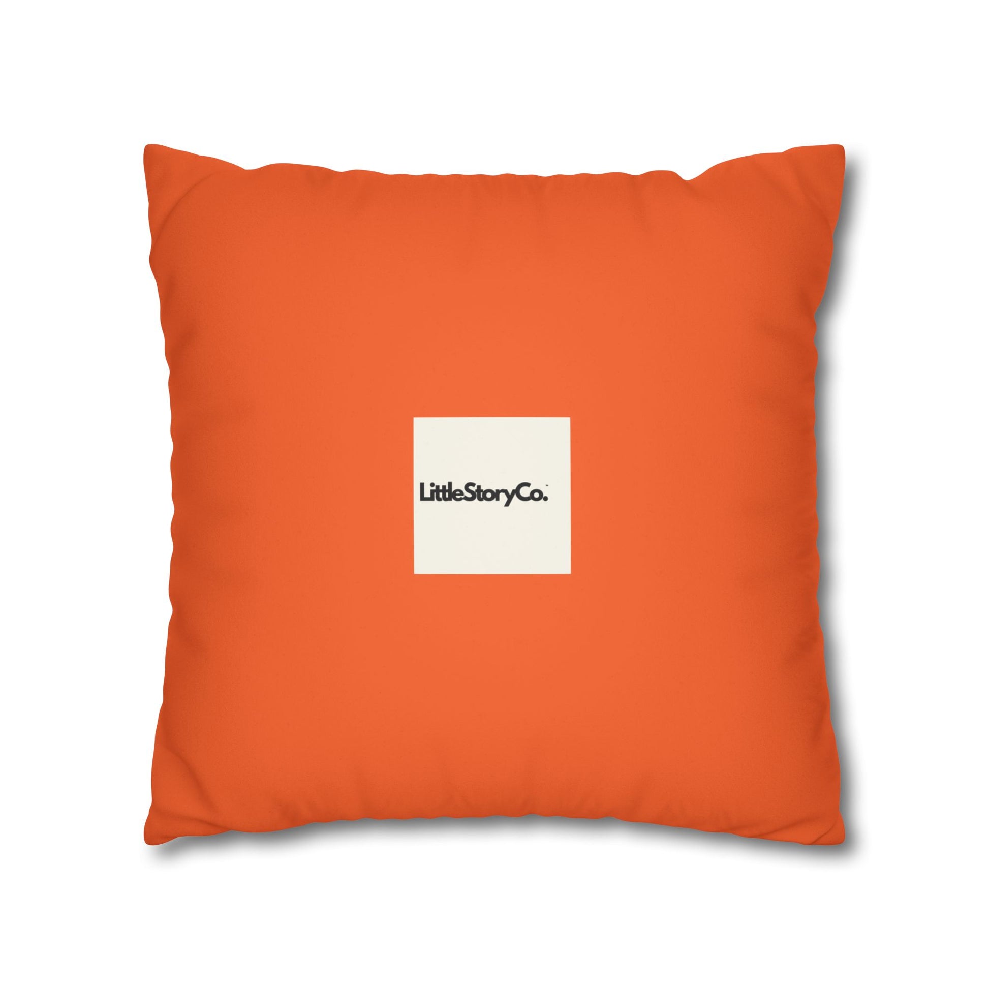 Make Mango Not War Faux Suede Pillowcase - Bright Orange Decorative Cushion for Fun Home Décor - Little Story Co.