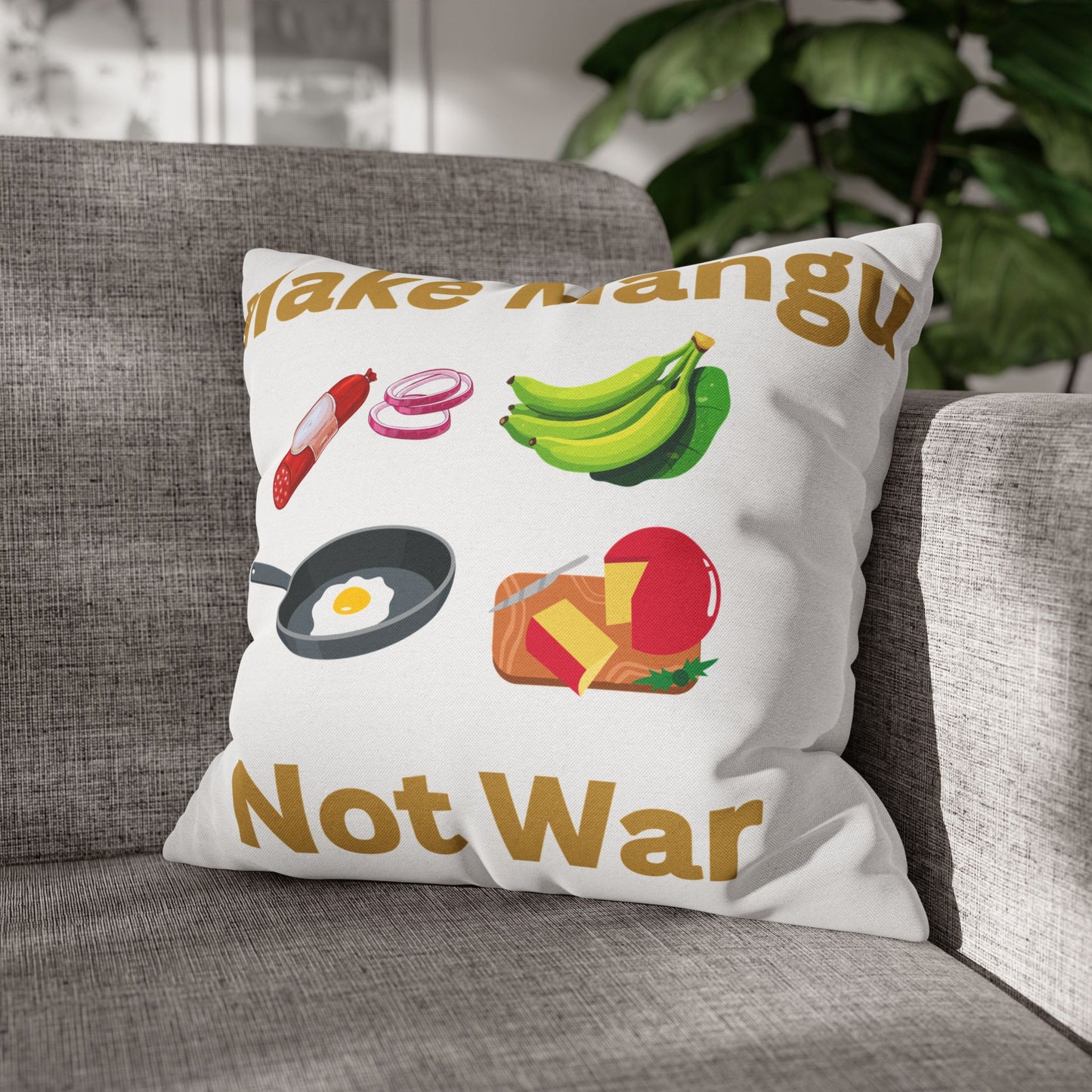 Make Mango Not War - Fun Spun Polyester Square Pillowcase for a Cheerful Home Decor - Little Story Co.