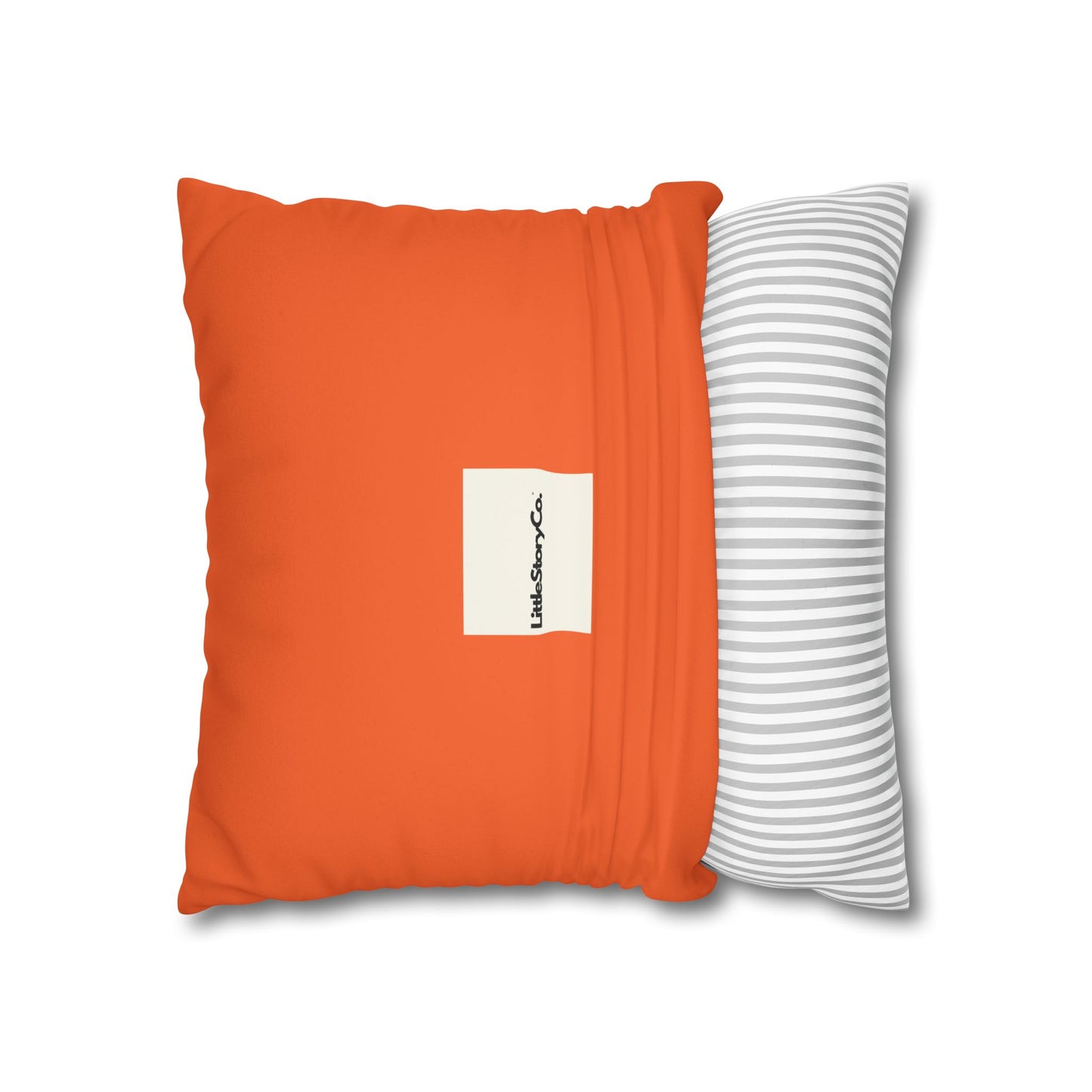 Make Mango Not War Faux Suede Pillowcase - Bright Orange Decorative Cushion for Fun Home Décor - Little Story Co.