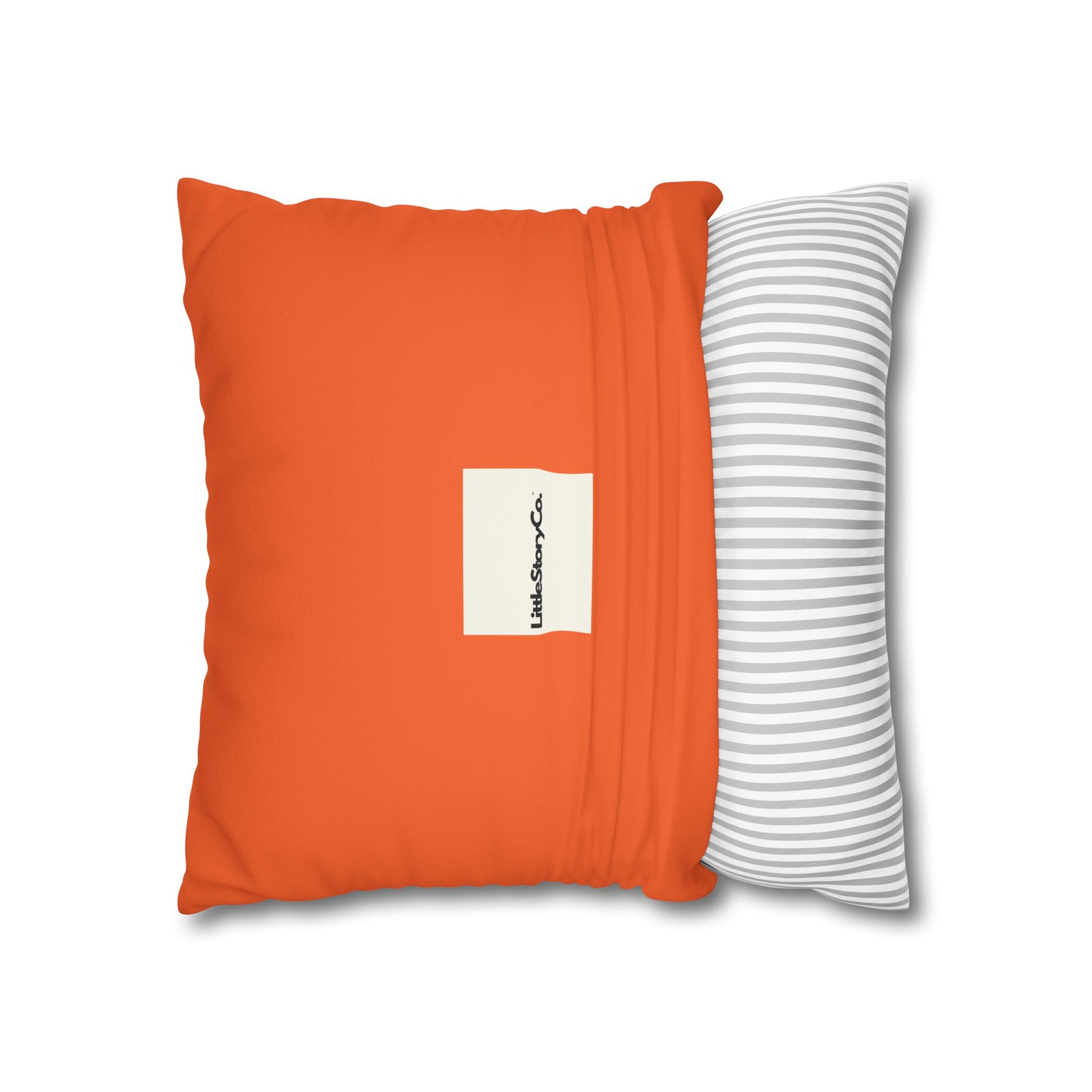 Make Mango Not War Faux Suede Pillowcase - Bright Orange Decorative Cushion for Fun Home Décor - Little Story Co.