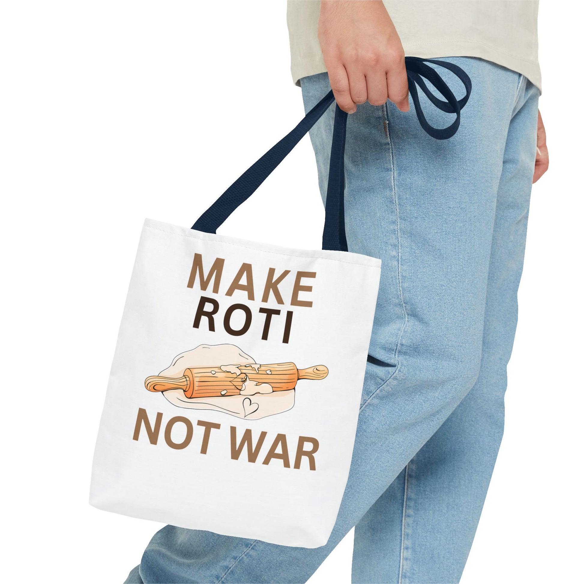 Make Roti Not War Tote Bag - Fun Cooking Grocery Bag, Unique Gift for Food Lovers - Little Story Co.