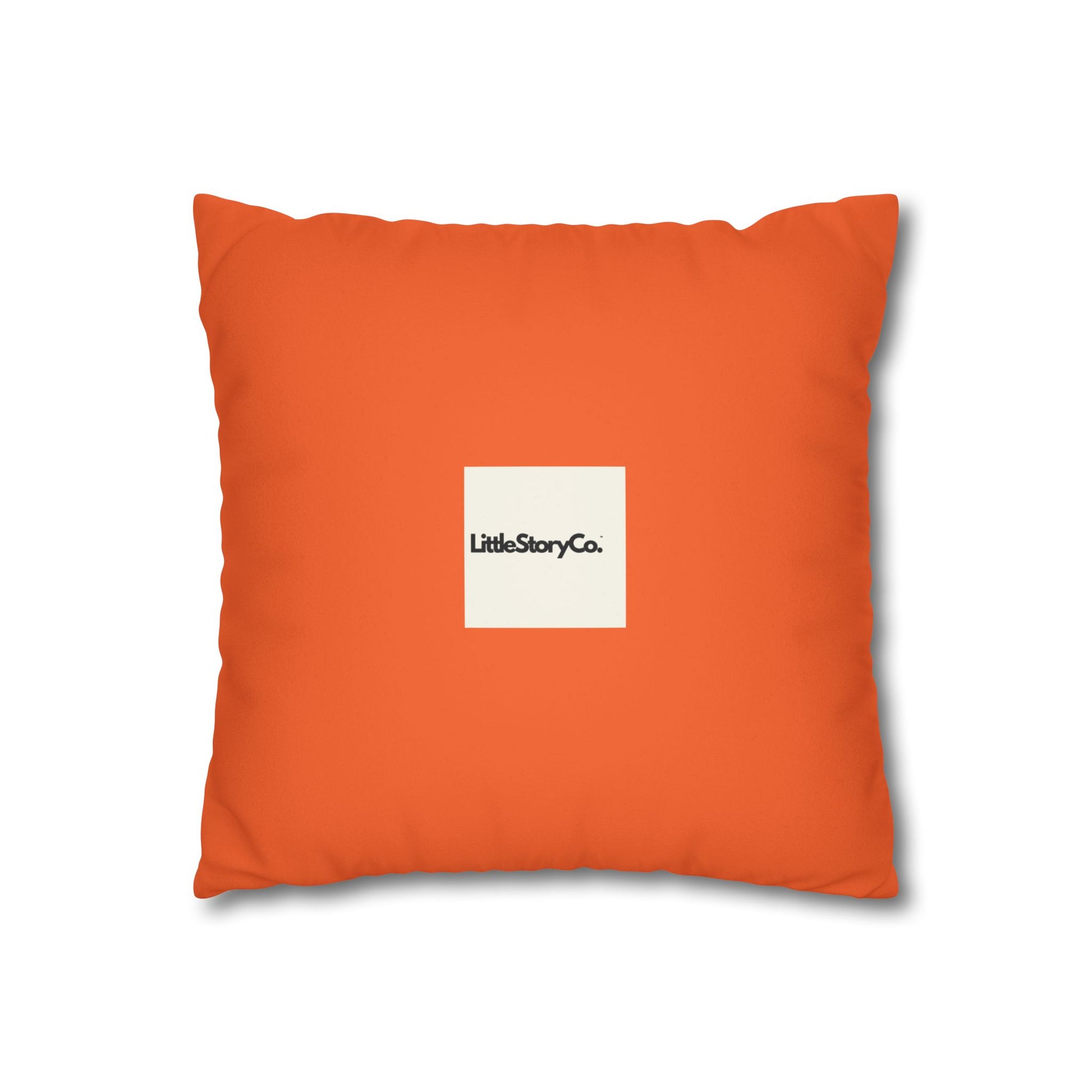 Make Mango Not War Faux Suede Pillowcase - Bright Orange Decorative Cushion for Fun Home Décor - Little Story Co.
