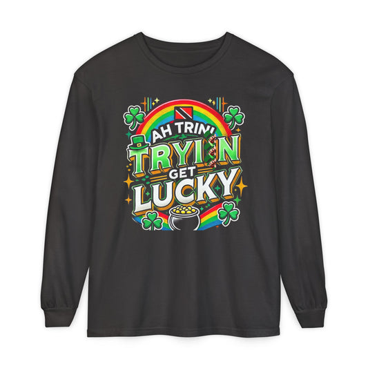 Trinidad Lucky St. Patrick's Day Long Sleeve T-Shirt - Unisex Garment-Dyed Tee - Little Story Co.